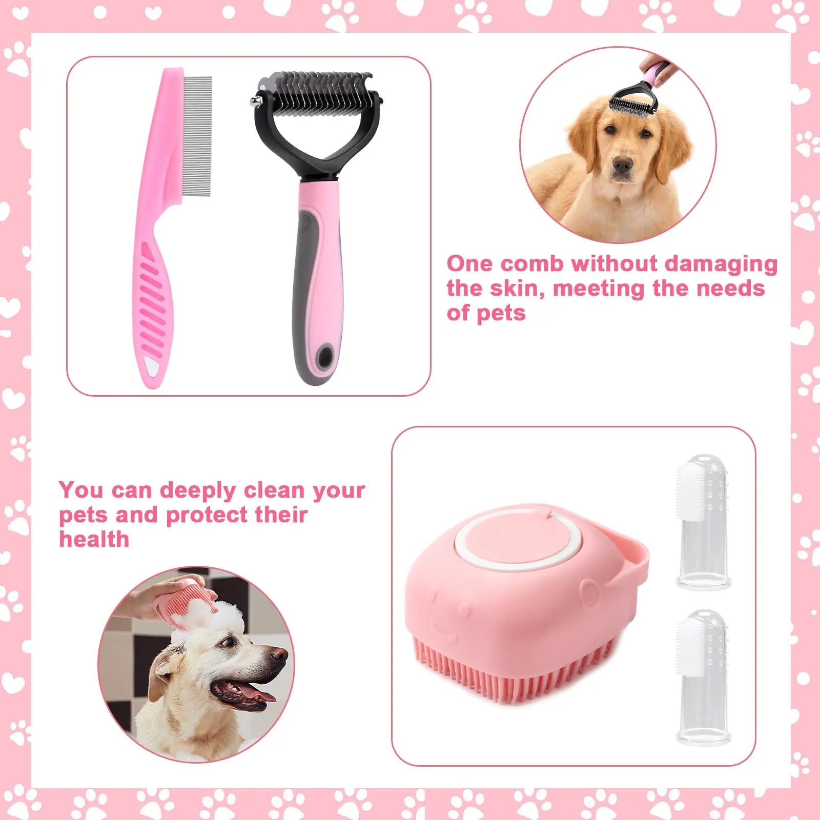 dog brush grooming and self-cleaning set,