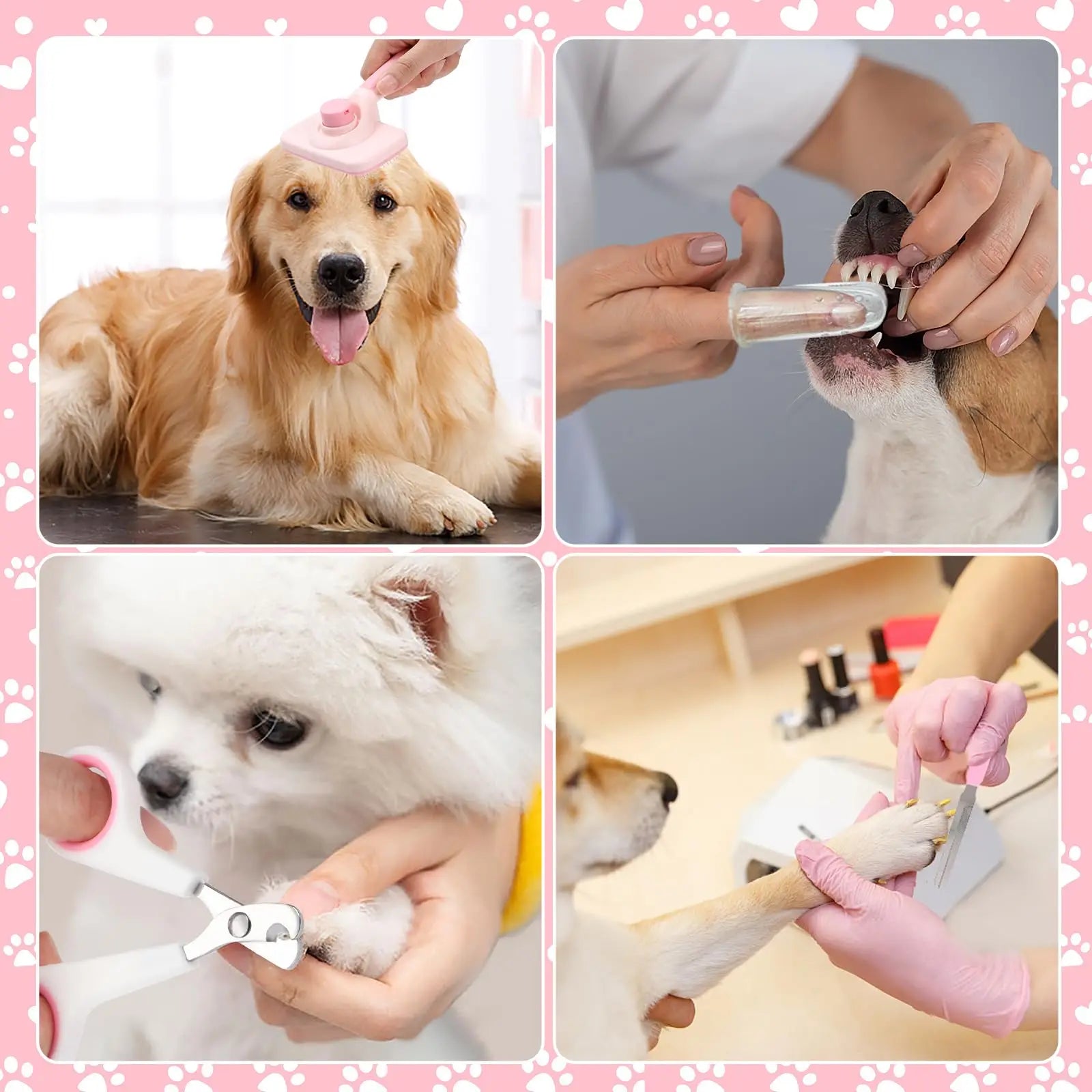 dog brush grooming and self-cleaning set,